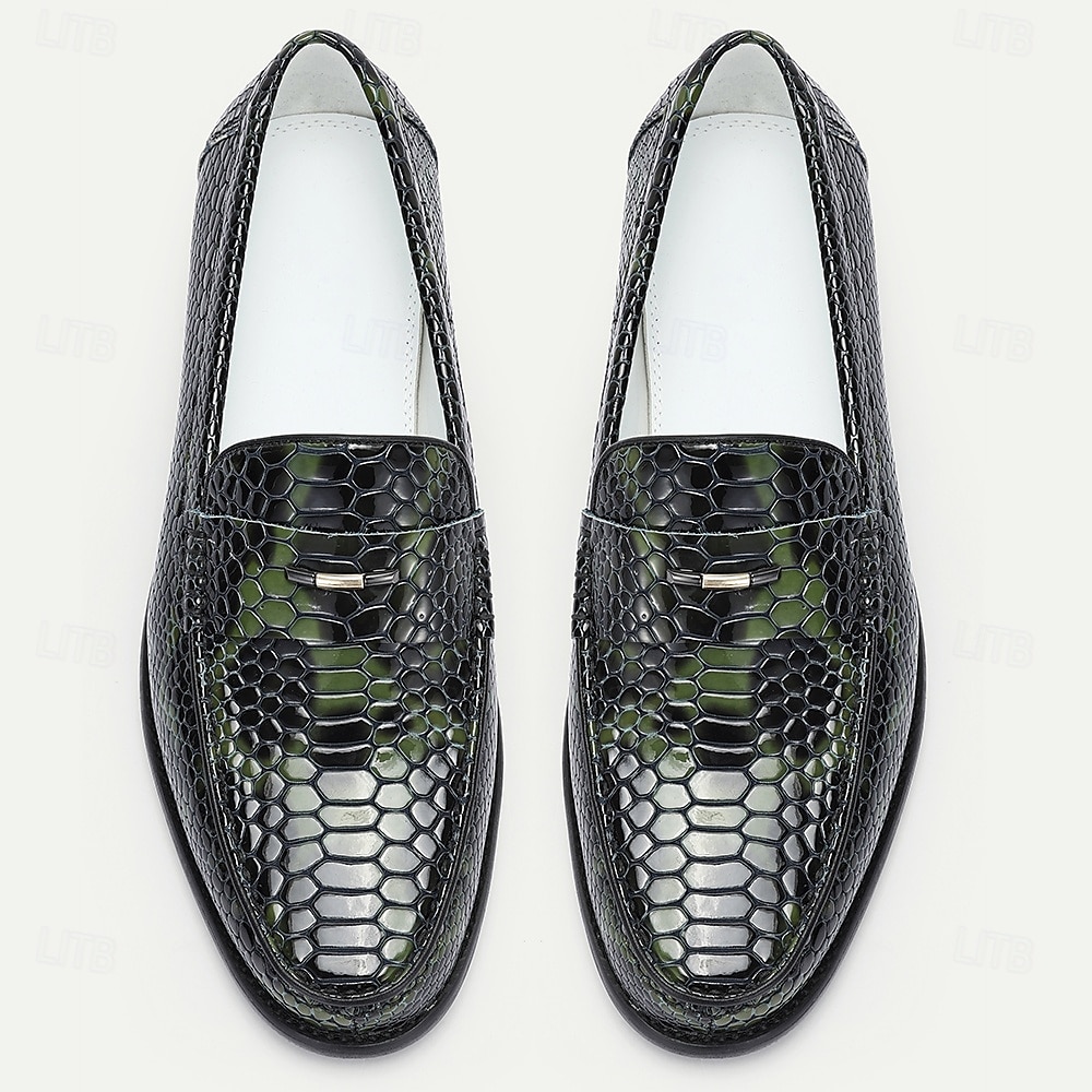 Luxuriöse Herren-Loafer aus echtem Leder – Slipper mit Schlangenmuster für formelle Anlässe und Business-Kleidung 2025 - $94.99 –P4