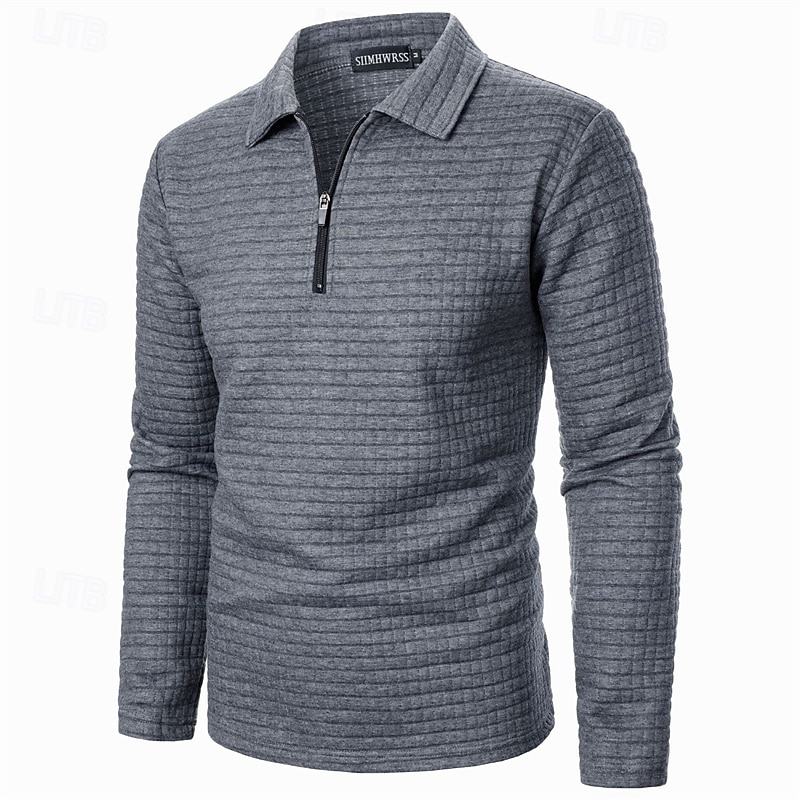 Férfi Gofris pólóingek Quarter Zip Polo Napi Szabadság Negyed irányítószám Hosszú ujj Divat Modern Sima Tavasz Ősz Normál Fekete Fehér Bor Sötétkék Khakizöld Katonai zöld Gofris pólóingek 2025 - $16.49 –P17