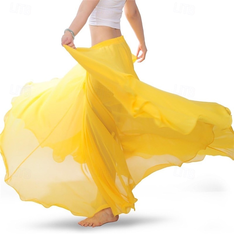 Chiffon Belly Dance Skirt for Women Belly Dancing Costume Outfit Tribal Maxi Full Skirts Solid Color Skirt Voile 2026 - $49.99 –P4