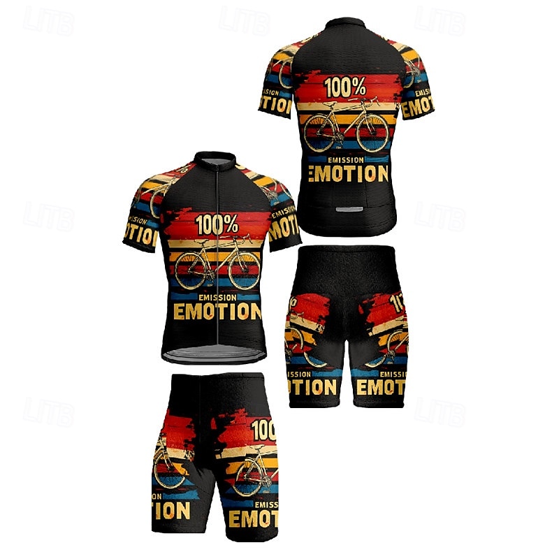 Per uomo Maglia da ciclismo con pantaloncini Manica Corta Mountain Bike MTB Ciclismo su strada Estate Primavera Autunno Nero Rosa Rosso A righe Lettere & Numeri Bicicletta Cerniera Frontale del 2026 a $47.99 –P16