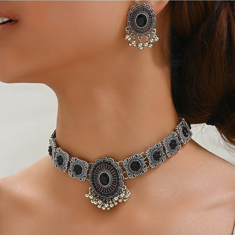 Conjuntos de joyas para novias, 1 juego de pendientes de aleación de diamantes de imitación, collar, conjunto de joyas artísticas de moda elegante para mujer para bodas, invitados a la boda, fiesta, 2025 - $16.99 –P1