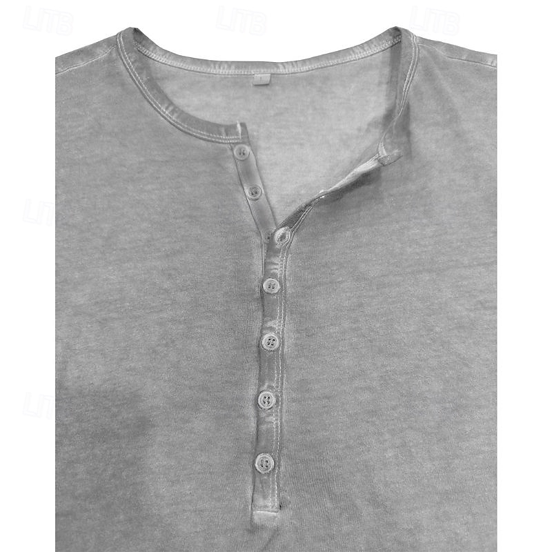 Pánské Tričko s knoflíkem Tričko Henley Trička Tričko Top Krátký rukáv Henley Léto Klasický Plná / Jednobarevná Módní Designové S přezkou Dovolená ulice Jdeme ven Modrá Fialová Tmavě šedá Top tričko 2025 - $26.99 –P1