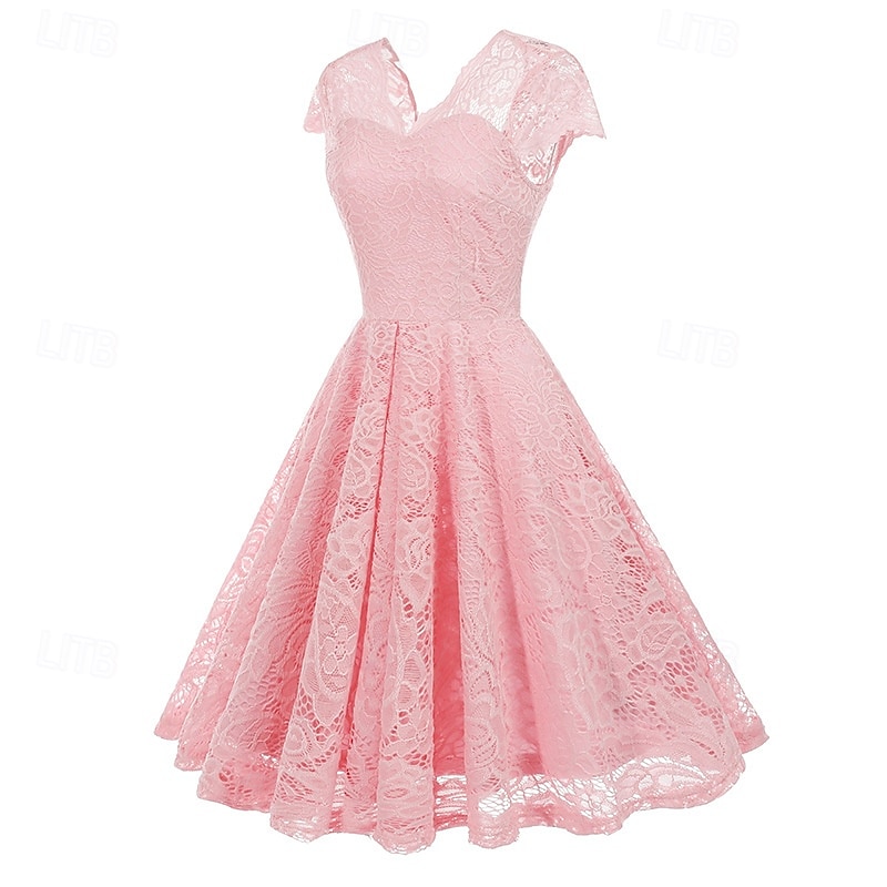 Elegantní 50. léta Retro Ke kolenům Šaty A-Line šaty Čajové šaty Krajka A-Linie Dámské Vánoce Karneval Nový rok Maturita Denní nošení loučení se svobodou nevěsty Dospělé Šaty pro návrat domů Léto 2025 - $35.99 –P7