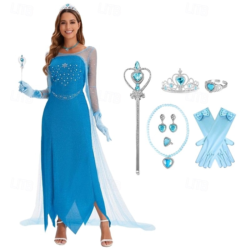 Maskerade Prinzessin Schneekönigin Eisig Halloween Erwachsene Damen Weihnachten Halloween Karneval Halloween Verkleiden 2026 - $60.99 –P5