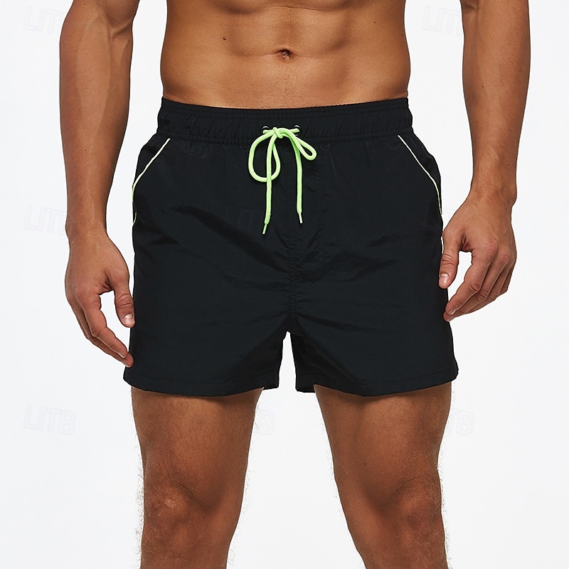 Homens Calção Justo de Natação Shorts de Natação Bermuda de Surf Calças Com Cordão Com bolsos Natação Surfe Praia Esportes Aquáticos Retalhos Cor Sólida Verão Primavera de 2025 por $25.99 –P6