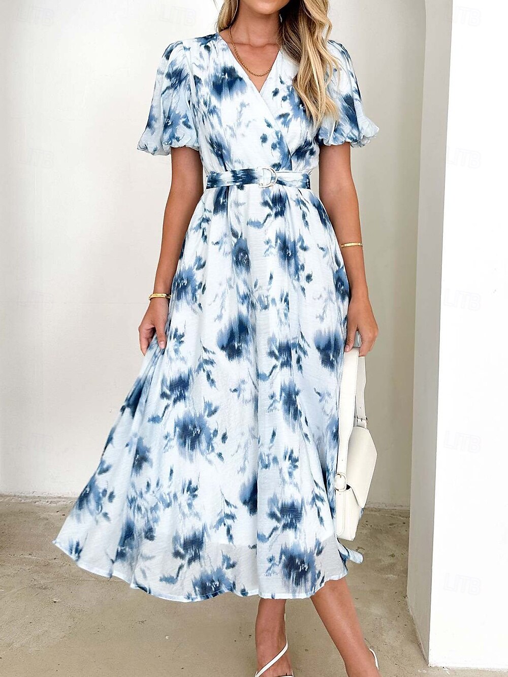 Retro Vintage 1950s Midi Dress Wrap Dress Flare Dress Puff Sleeve Floral A-Line V Neck Women's Masquerade Wedding Vacation Tea Party Adults' Dress 2025 - $24.99 –P1