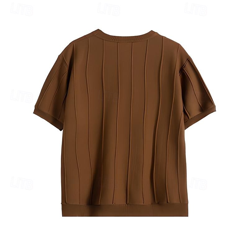 Men's T Shirt Short Sleeve Crew Neck Summer Spring Vertical Stripes Knitwear Elegant Vacation Knitting School Vacation Home Dark Red Black White Top Tee for Men 2025 - $27.99 –P14