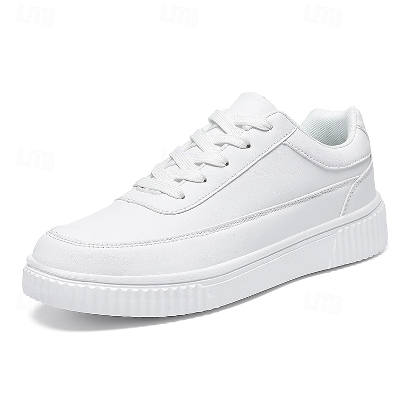 sneakers da uomo in similpelle nera con suola ammortizzata, comodo design con lacci per un uso casual e quotidiano del 2025 a $34.99 –P4