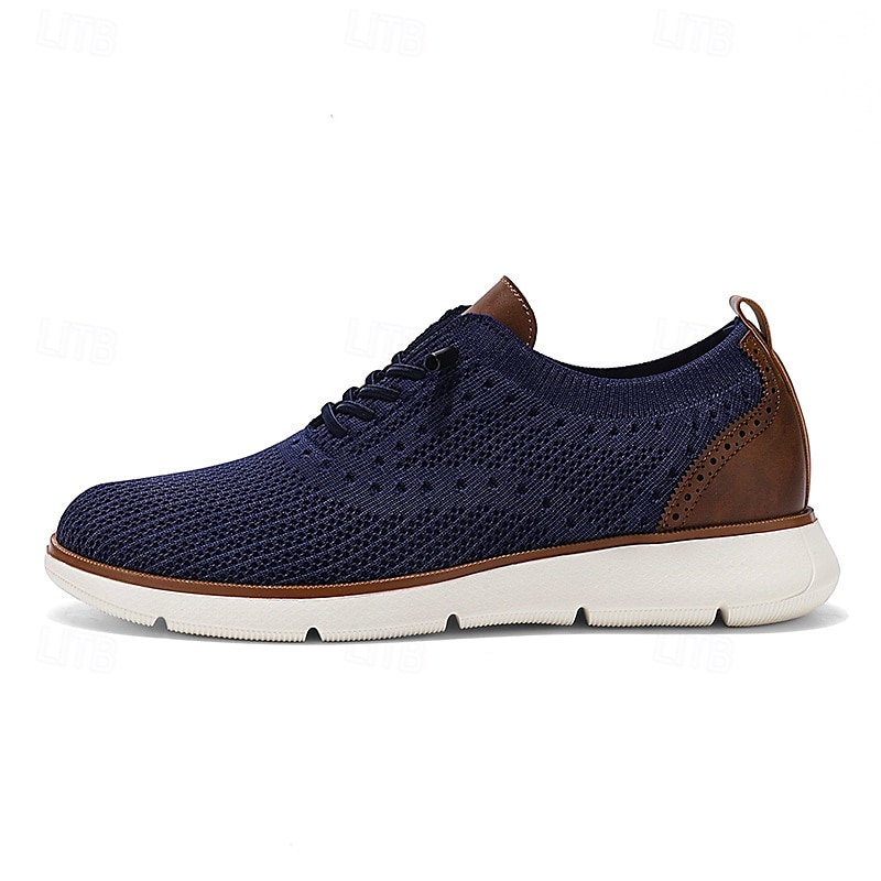 Atmungsaktive Strick-Sneaker für Herren mit Kunstlederakzenten – stylische, leichte Sportschuhe für die Freizeit und den Komfort im Alltag 2025 - $46.99 –P8
