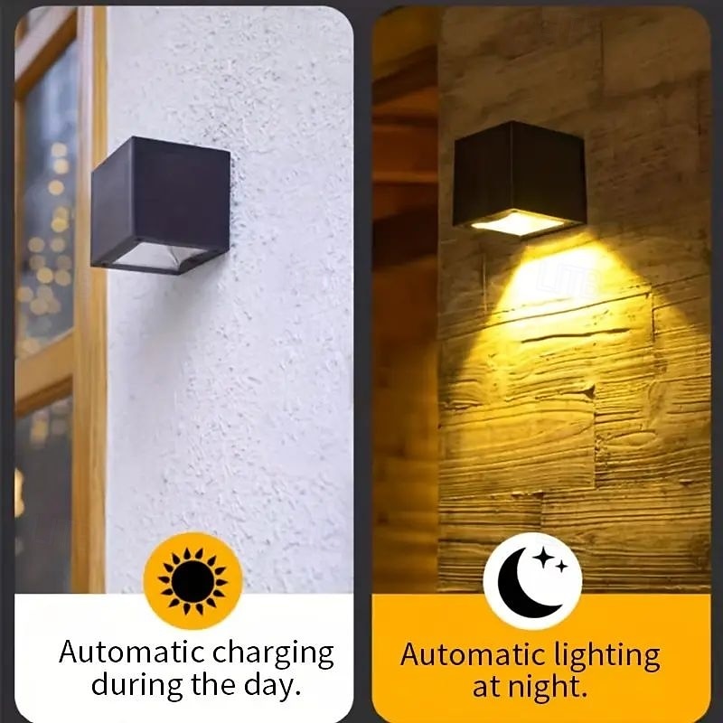 2025年 ソーラーウォールライト 防水 屋外 温白色/RGB LED 装飾照明 庭 ガーデン 外壁用 屋外ソーラーフェンスライト 2個  コレクション – $51.99 –P6