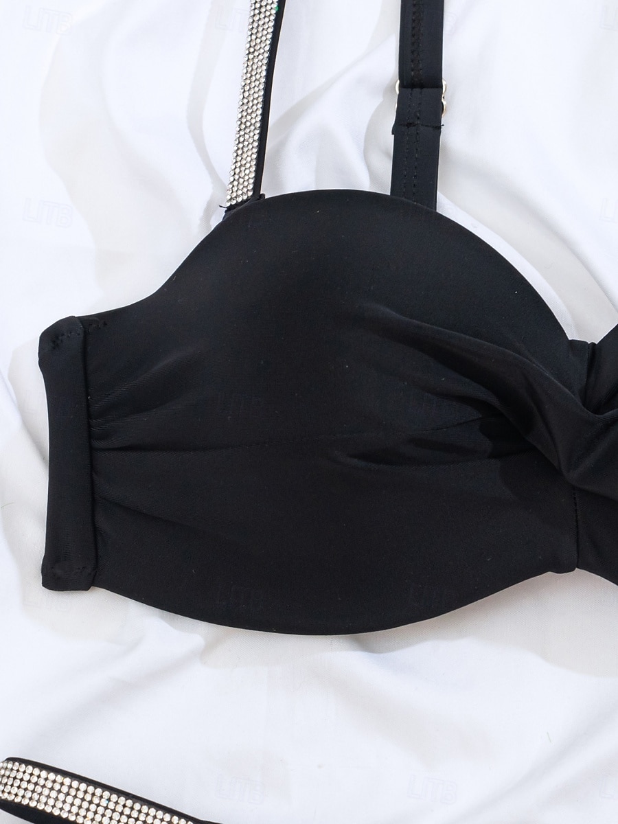 Femme Maillots de Bain Bikinis 2 pièces Slip Brésilien Maillot de bain Dos Nu Mince Vacances Tenues de plage Couleur unie Col V Sans Manches Maillots de bain de 2025 ? $25.99 –P13