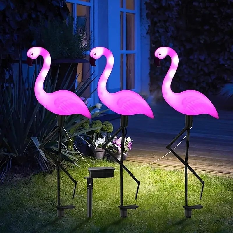 3 luci solari da prato a forma di fenicottero – luci da giardino esterne impermeabili per cortile, patio e decorazione del cortile del 2026 a $27.99 –P2