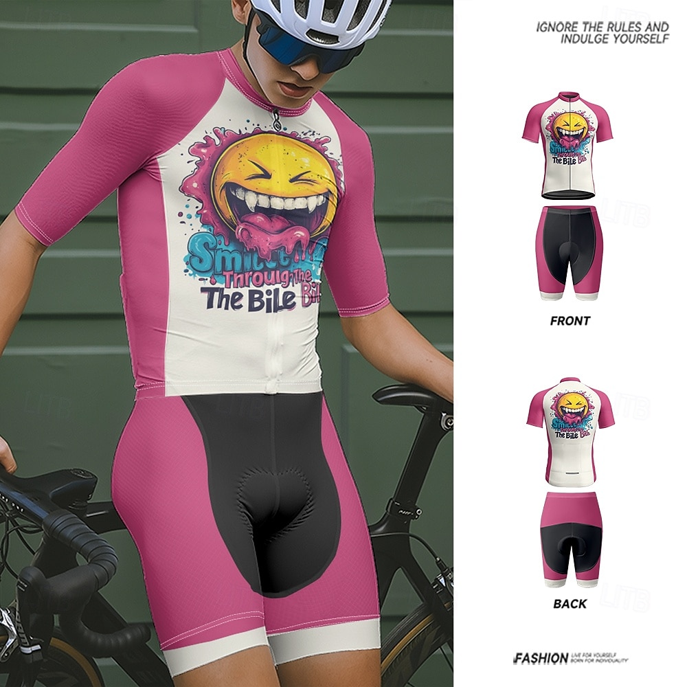 Voor heren Wielrenshirt met shorts Korte mouw Bergracen Wegwielrennen Fuchsia Rode roos Grafisch Fietsen Spandex Sport Grafisch Letter en nummer Kleding 2025 - $47.99 –P4