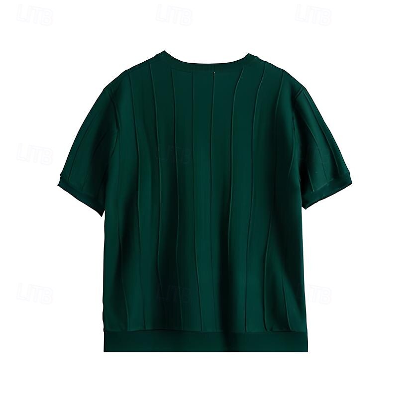 Men's T Shirt Short Sleeve Crew Neck Summer Spring Vertical Stripes Knitwear Elegant Vacation Knitting School Vacation Home Dark Red Black White Top Tee for Men 2025 - $27.99 –P8