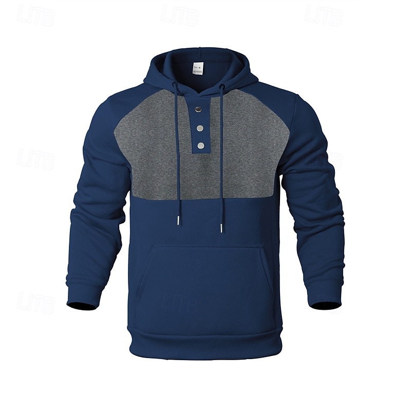 Homens Moletom Preto Vinho Azul Marinha Cáqui Cinzento Com Capuz Bloco de cor Patchwork Bolsos Desportos e Ar livre Diário Feriado Poliéster Roupa de rua Básico Casual Outono Inverno Roupa Moletons de 2025 por $30.99 -P8