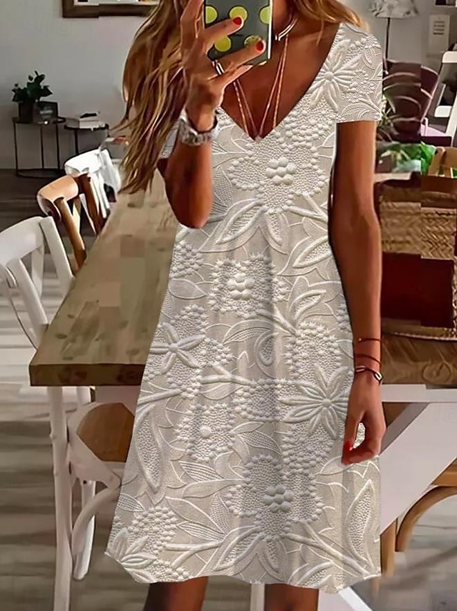 Robe Mini Femme Robe Décontractée Élégante Tropicale Hawaïenne Quotidienne Ajustement Régulier Impression 3D Graphique Floral Manches Courtes Col Ronde Noir Blanc Rose Bleu Été de 2025 ? $23.99 –P1