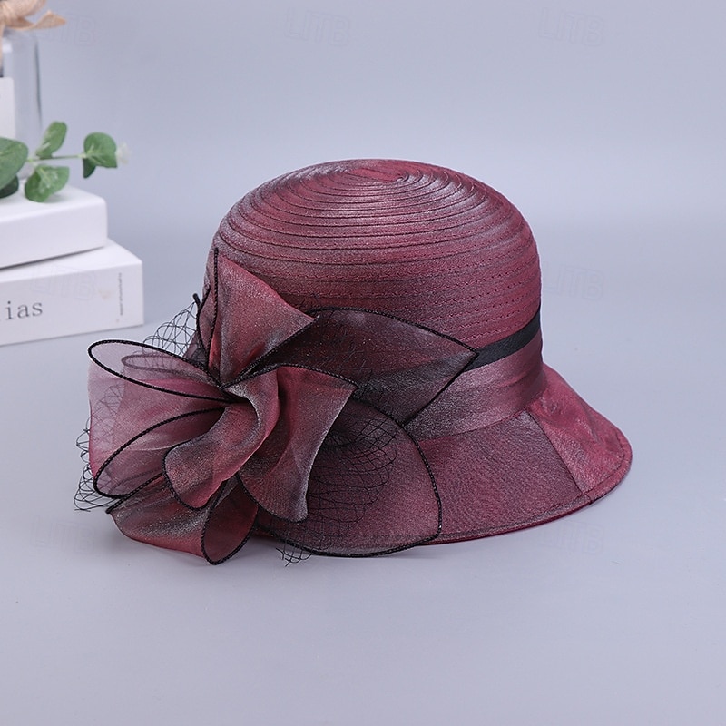 Klobouky Organza Kbelík Čajový dýchánek Dostih koktejl Elegantní Vinobraní Roztomilý S Květiny Přílba Pokrývky Hlavy 2025 - $17.99 –P7