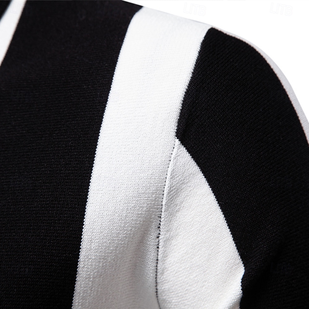 Per uomo Polo Maglione polo lavorato a maglia Formale Lavoro Collo ripiegato Manica Corta Confortevole Stile Vecchio Denaro A righe Strisce verticali Stripe-Trim Righe Primavera Nero Giallo Blu marino del 2025 a $27.99 –P4