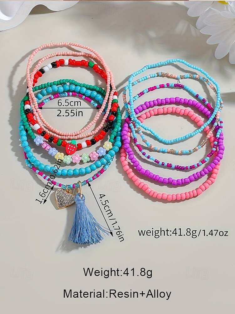 bohemian kralen wikkelarmbandset – veelkleurige handgemaakte stretcharmbanden met kwastje en bedel, trendy gelaagde stapelbare sieraden voor vrouwen en meisjes, perfect voor de zomer, strand en festivals 2026 - $11.99 –P8