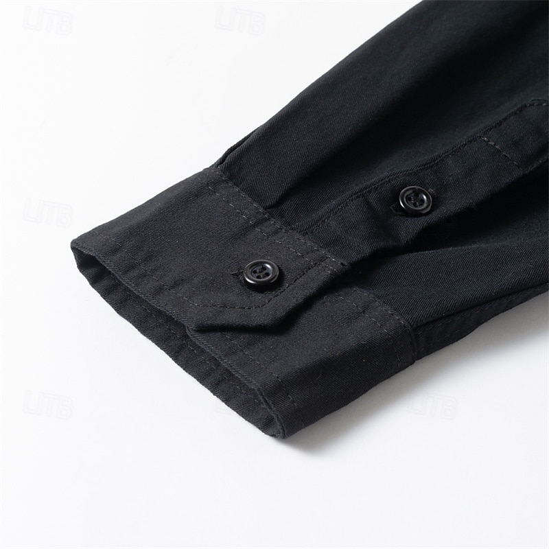 Herren Hemd Sommerhemd Lässiges Hemd Knopfhemd Schwarz Kaki Armeegrün Grau Langarm Glatt Kargen Urlaub Festtage Tasche Bekleidung Polyester Modisch Brautkleider schlicht Komfortabel 2025 - $35.99 –P8
