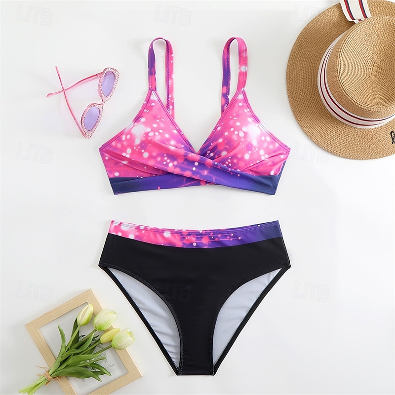 Dam Tankini Tvådelad baddräkt V-ringad Brottarrygg Badkläder Badkläder Rodnande Rosa Blå Andningsfunktion Snabb tork Lättvikt Ärmlös - Simmning Surfing Strand Sommar Vår 2025 - $19.49 –P6