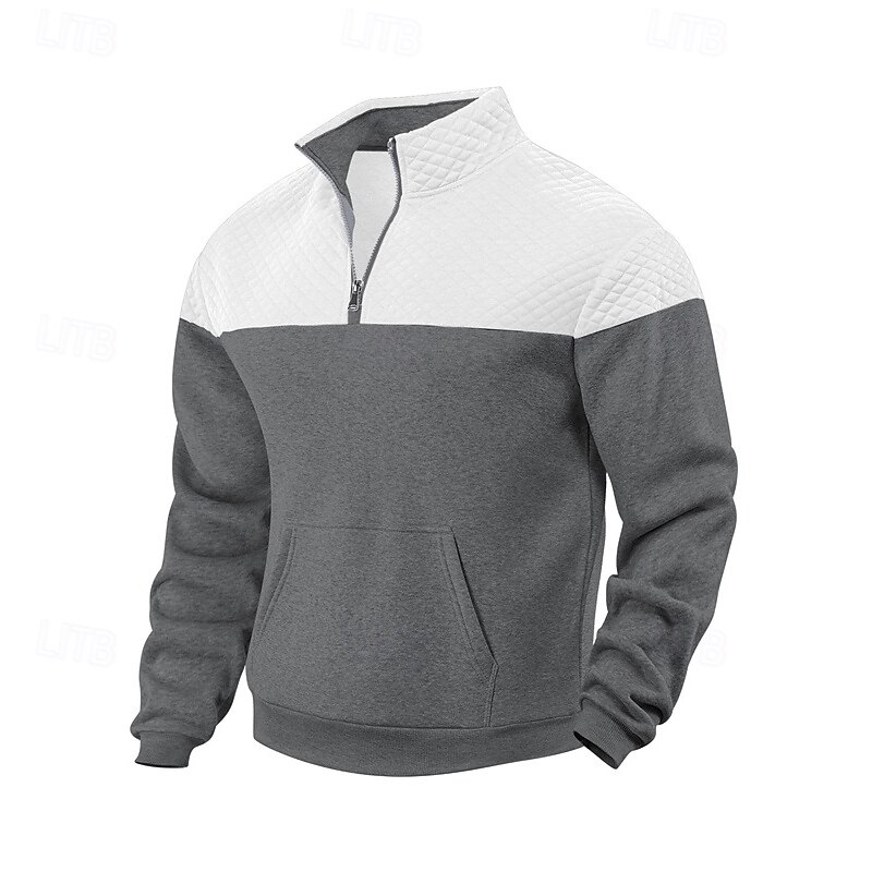 Herr Tröja Kvartströja med dragkedja Svart Armégrön Marinblå Kaki Grå Halv dragkedja Färgblock Dragkedja Ficka Sport & Utomhus Dagligen Helgdag Polyester Streetwear Grundläggande Ledigt Vår Höst 2025 - $32.99 –P2