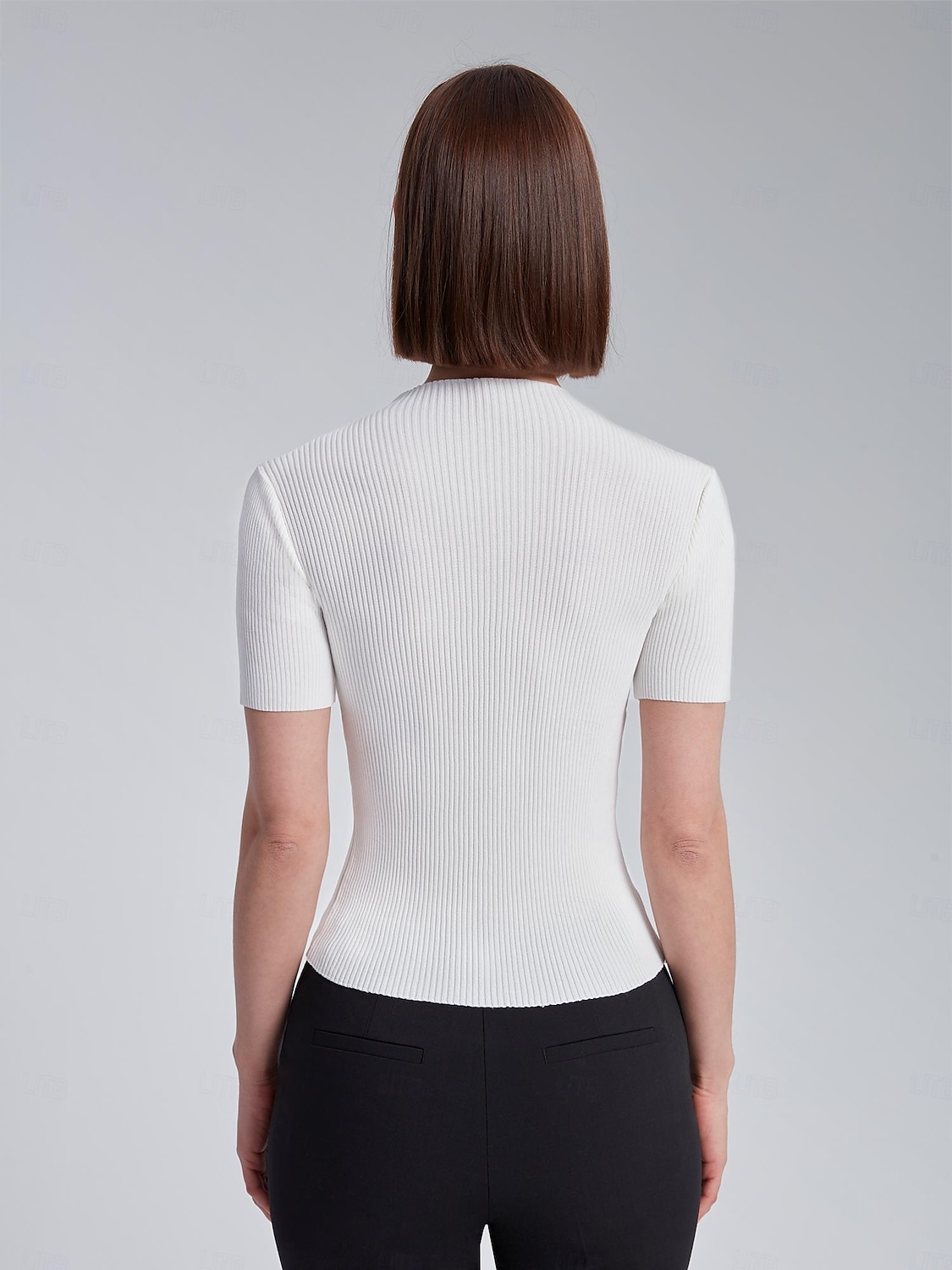 top in maglia a coste trasparente in chiffon del 2025 a $52.99 –P2