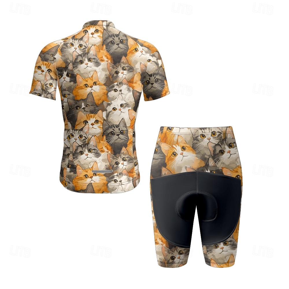 Ανδρικά Φανέλα και σορτς ποδηλασίας Γάτα Κοντομάνικο Ποδήλατο Ρούχα σύνολα με 3 πίσω τσέπες Ποδηλασία Βουνού Ποδηλασία Δρόμου Μποστινό Φερμουάρ Σκούπισμα ιδρώτα Άνετο Αναπνέει Αθλητισμός 2025 - AU $77.55 –P5