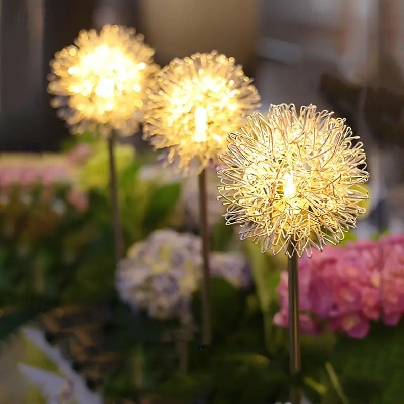 2pcs Outdoor Solar Dandelion Aluminum Ball Garden Light LED Landscape Light No Wiring Required for Courtyard Pathway Terrace Flower Bed Camping Holiday Party Decoration 2025 - $32.99 –P7