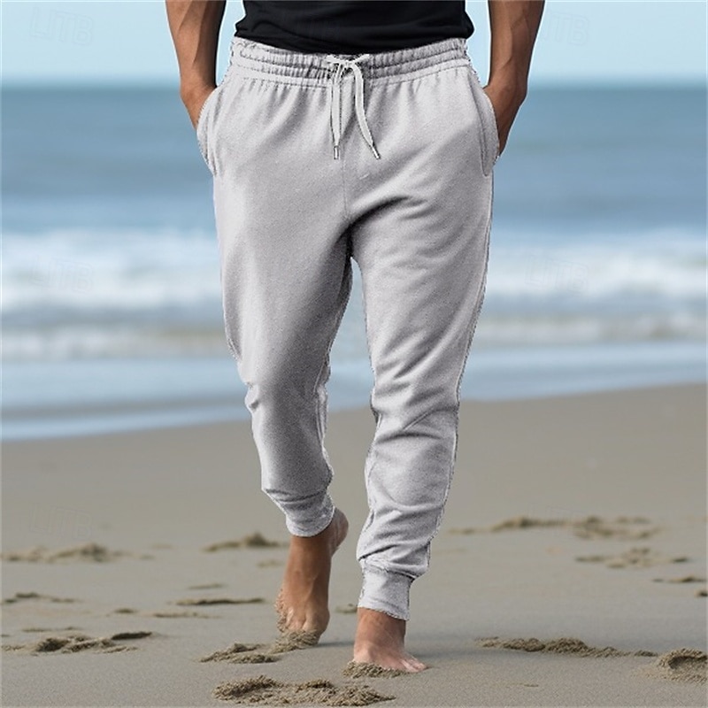 Pánské Atletické kalhoty Tepláky Běžec Kalhoty Kapsy Šňůrky Elastický pas Bez vzoru Pohodlné Outdoorové sporty Denní Módní Na běžné nošení Černá Bílá Lehce elastické 2025 - $13.99 –P6