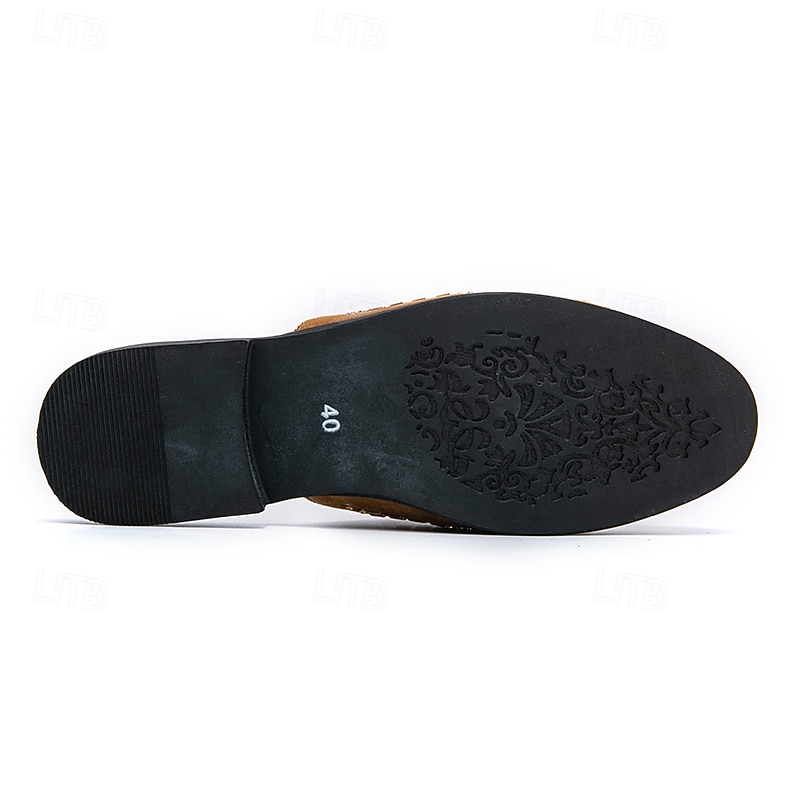 Herren-Slipper aus braunem Wildleder mit metallisch-goldenen Nieten und Schleifenakzent – stilvolle Freizeit-Loafer für den Alltag und besondere Anlässe 2026 - $46.99 –P6