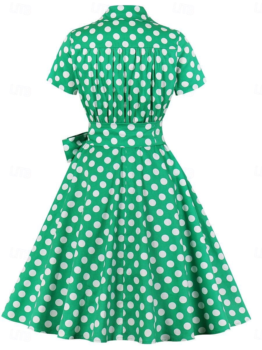 Retró 1950-es Ruhák Swing ruha Extra méret Pöttyös Női Farsang Álarcos mulatság Hétköznapi viselet Lánybúcsú Felnőttek Ruha Hazatérő ruhák 2025 - $35.99 –P2