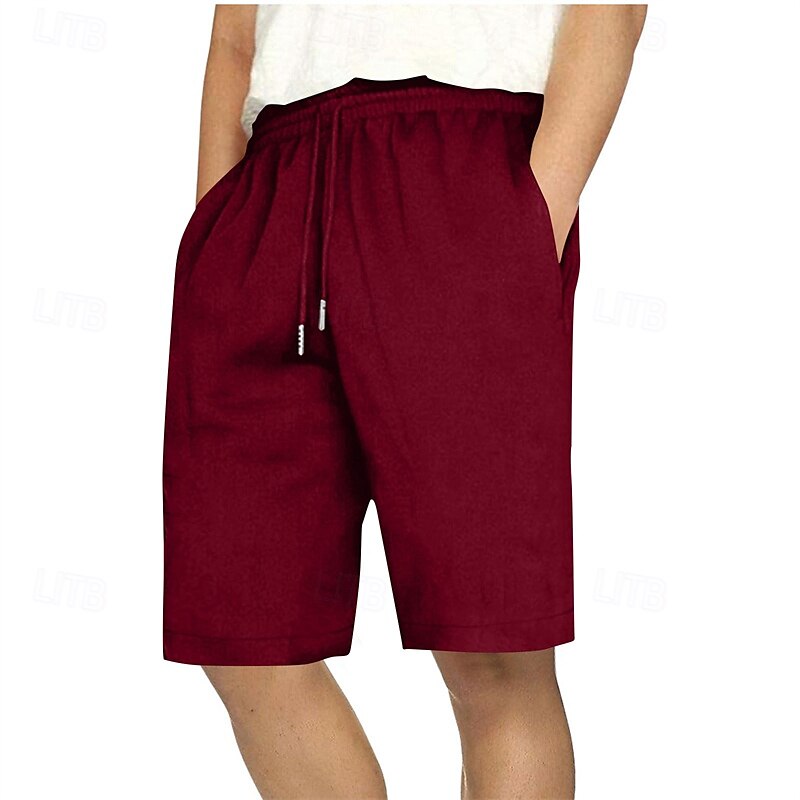 Men's Sweat Shorts Summer Shorts Casual Shorts Pocket Drawstring Elastic Waist Plain Comfort Short Party Daily Fashion Classic Style White Wine Micro-elastic 2025 - $17.99 –P15