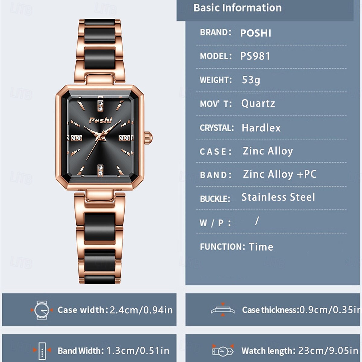 poshi modieuze dameshorloge licht luxe diamant ingelegd vierkant temperament quartz horloge 2025 - $22.99 –P5