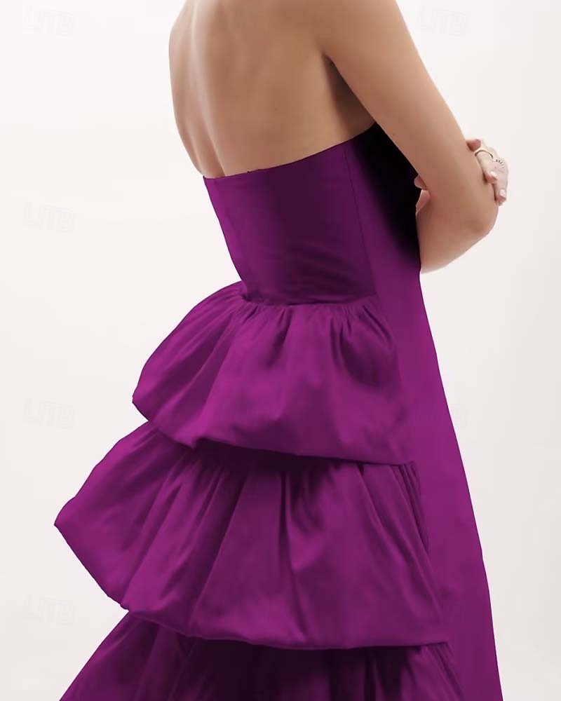 Robe de Soirée  Column Élégante Robe Formelle de Mariage Longueur de Sol Sans Manches Épaules Dégagées Tissu Lurex avec Volants de 2025 ? $158.99 –P3