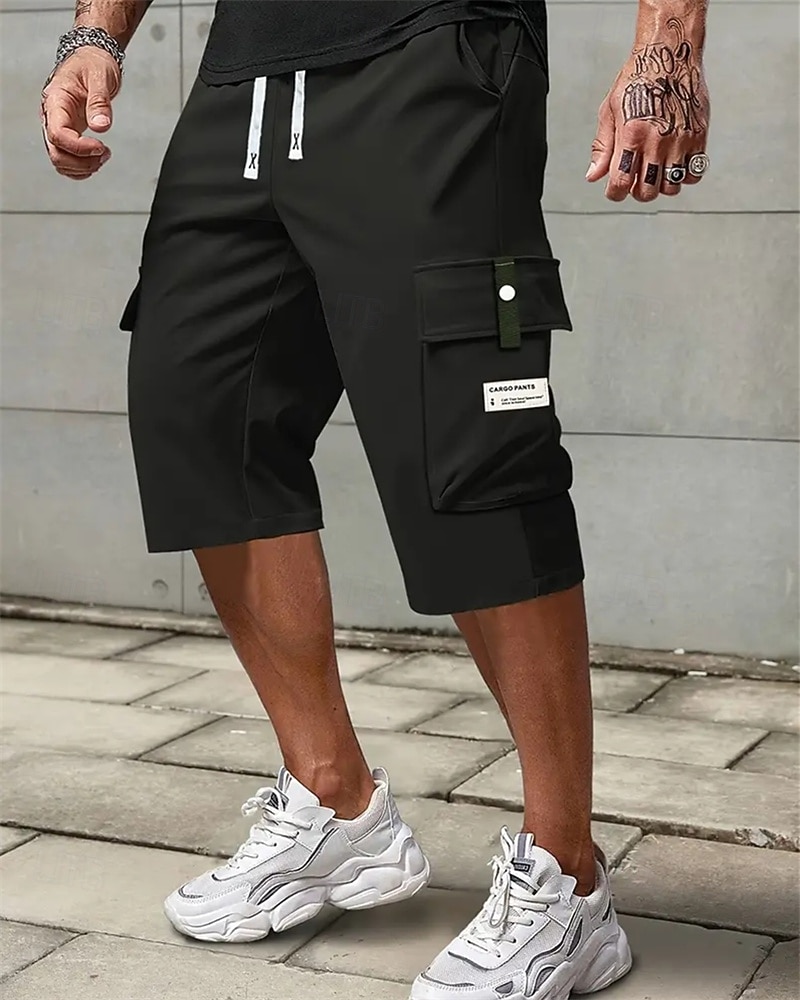 Ανδρικά Σορτς φορτίου Καλοκαιρινό σορτς σορτς κάπρι Κορδόνι Ελαστική μέση Πολλαπλή τσέπη Σκέτο Άνεση Φοριέται Μήκος μοσχάρι ΕΞΩΤΕΡΙΚΟΥ ΧΩΡΟΥ Αθλημα Καθημερινά Μοντέρνα Καθημερινό Μαύρο Χακί 2026 - $26.99 –P6