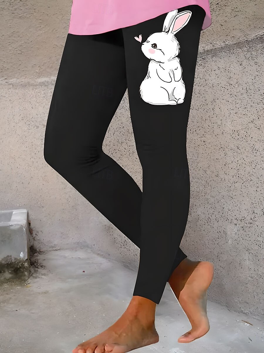 Women's Leggings Trousers Fashion Streetwear Full Length High WaistPantsEaster Animal Printing Thermal Warm Breathable Soft Micro-elastic Outdoor Daily Black Spring Fall Regular Fit 2025 - $19.99 –P1