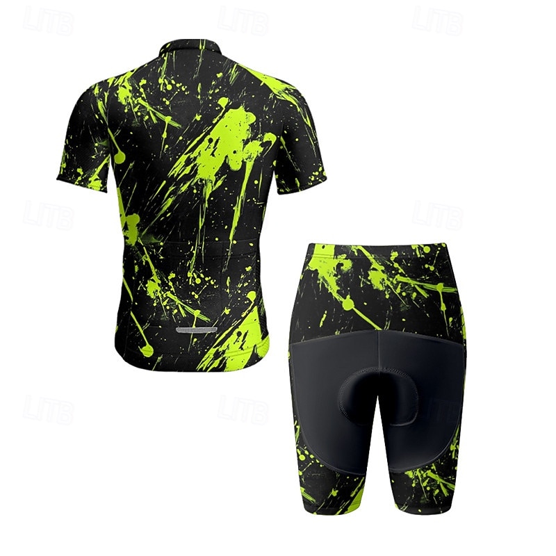 Męskie Koszulka z szortami na rower Krótki rękaw Kolarstwo górskie Kolarstwie szosowym Lato Wiosna Jesień Czarny Biały Pomarańczowy Graffiti Rower Suwak przedni Odvádí pot Wygodny Oddychający Spandeks 2026 - $47.99 –P11