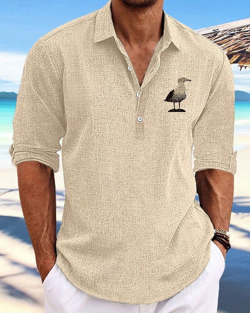 Per uomo Camicia Camicia di lino Camicia popover Camicia Estiva Camicia casual Camicia da Spiaggia Nero Blu Kaki Grigio Manica Lunga Animale Bavero Vacanza Camicia hawaiana Bottonato Abbigliamento del 2025 a $25.99 –P2