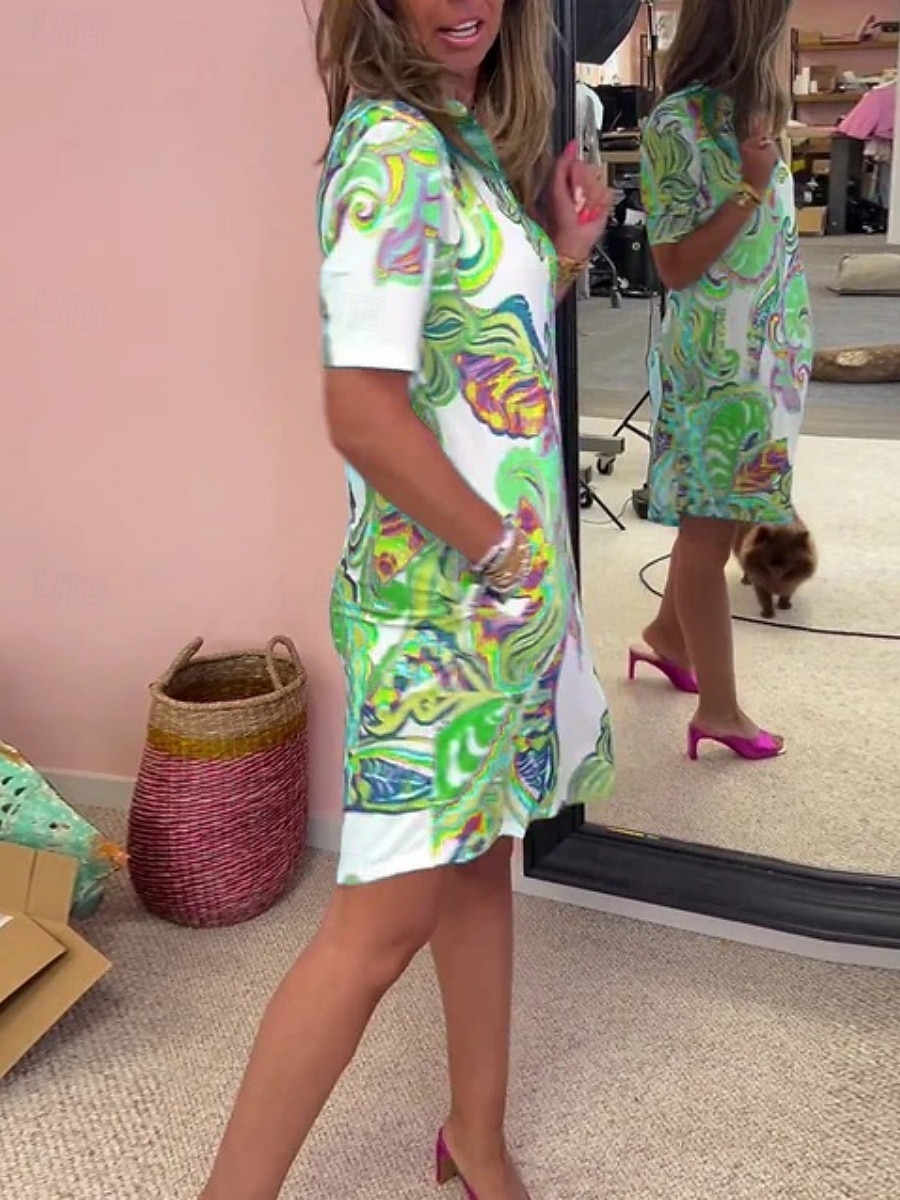 Femme Mini robe Robe casual mode Décontractées Vacances du quotidien Standard Cachemire Manche Courte Col cranté Blanche Rouge Bleu Vert Eté de 2025 ? $28.99 –P6