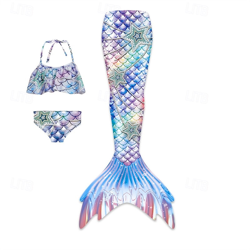 Παιδιά Κοριτσίστικα Μαγιό Mermaid Μαγιό Αργίες Παραλία Ζυγαριές Διακοπές Τροπικό Μαγιό 4 έτη + Καλοκαίρι Ροζ Ανοικτό Κίτρινο 2026 - $32.99 –P9
