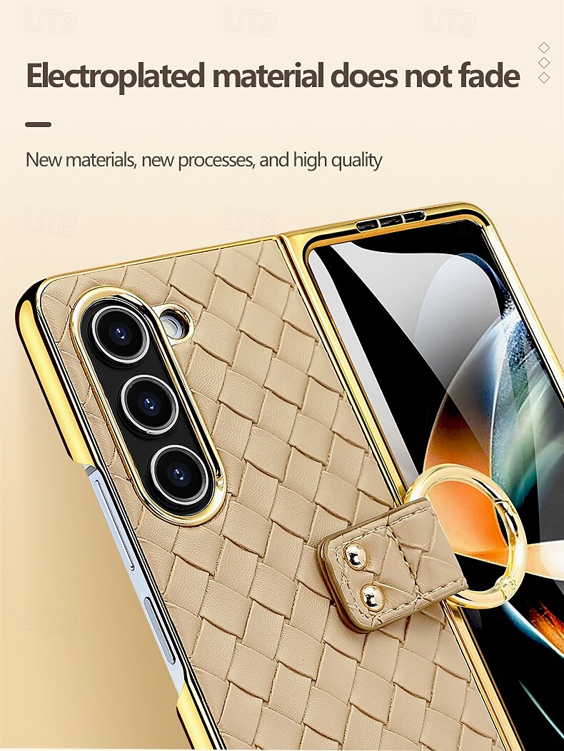 Phone Case For Samsung Galaxy Z Fold 6 Z Fold 5 Z Fold 4 Back Cover Ring Buckle Shockproof Retro PU Leather 2025 - $28.99 –P3