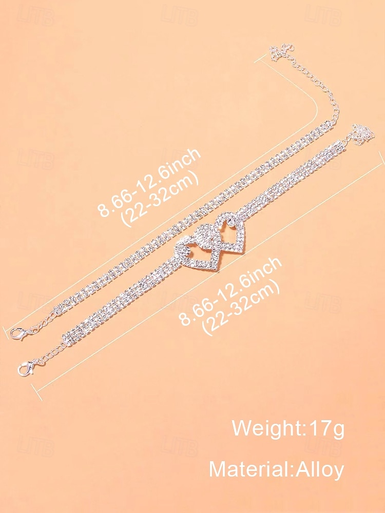 Alloy Zircon Heart-Shaped Anklet and Chain Set for Women – Elegant Bridal Jewelry for Weddings, Parties and Special Occasions 2025 - $9.99 –P9