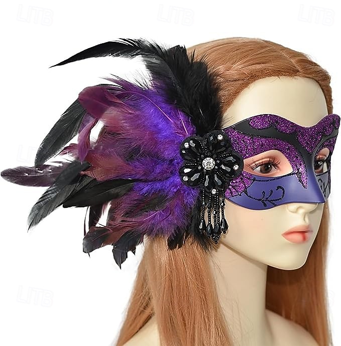 Karnevalsmaske Venezianische Maske Columbina Erwachsene Herren Damen Halbes Gesicht Party Maskerade Karneval von Venedig Karneval Einfaches Karnevalskostüm 2025 - $32.99 –P17