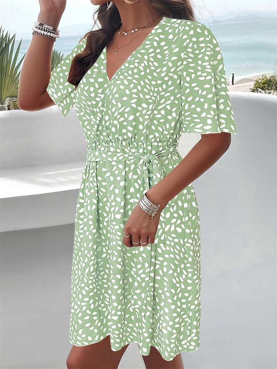 Women's Mini Dress Corset Dress A Line Dress Casual Vacation Casual Daily Regular Fit Graphic Short Sleeve V Neck Black Green Summer Spring 2025 - $29.99 –P5