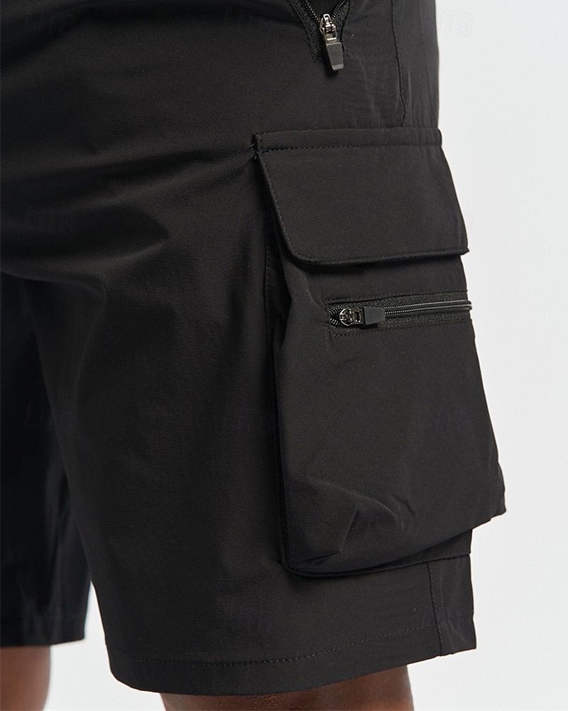 Homens Bermuda Cargo Calção Com Cordão Cintura elástica Bolso Com Zíper Tecido Secagem Rápida Vestível Curto Ao ar livre Diário Acampar e Caminhar Moda Clássico Preto Amarelo de 2025 por $22.99 –P7