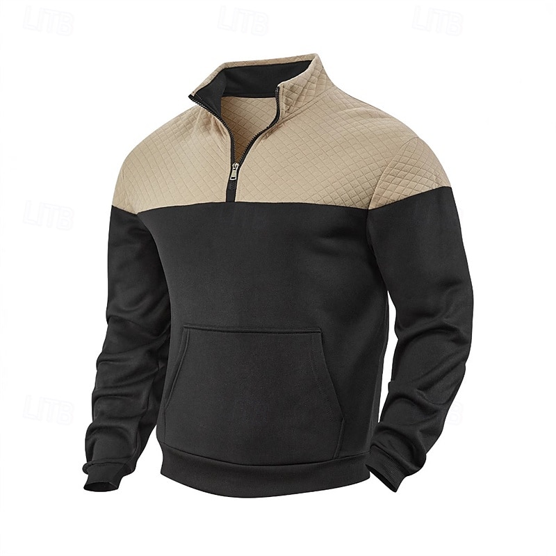 Herr Tröja Kvartströja med dragkedja Svart Armégrön Marinblå Kaki Grå Halv dragkedja Färgblock Dragkedja Ficka Sport & Utomhus Dagligen Helgdag Polyester Streetwear Grundläggande Ledigt Vår Höst 2025 - $32.99 –P1