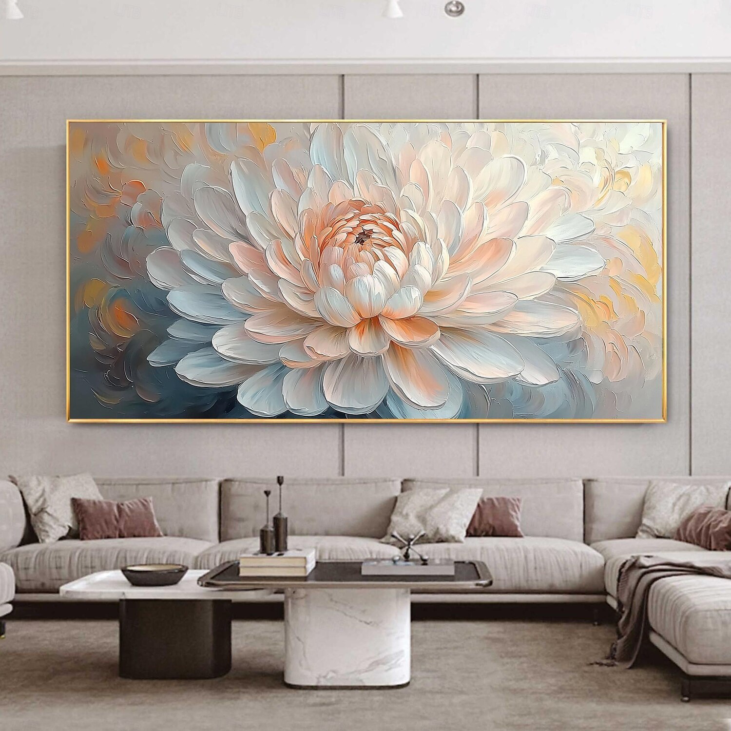 2025年 手作りのオリジナル 3D インパスト テクスチャの花の油絵 キャンバスに描かれた抽象的な咲く花の壁アート 家の装飾用 枠付き/内枠なしの絵画  コレクション – $150.99 –P2