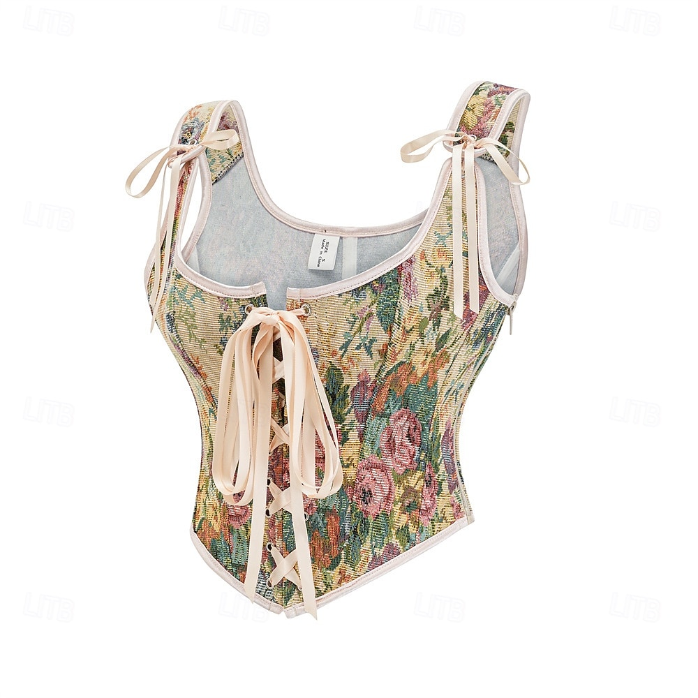Retró Középkori Reneszánsz Fűző Prsluk Bustier Ren Faire Fűzős Virágos Jacquardszövet Női Kelta Fantasy királyi Mindszentek napja Farsang Parti Alkalmi / Napi LARP Felnőttek Fűző 2025 - $27.99 –P17