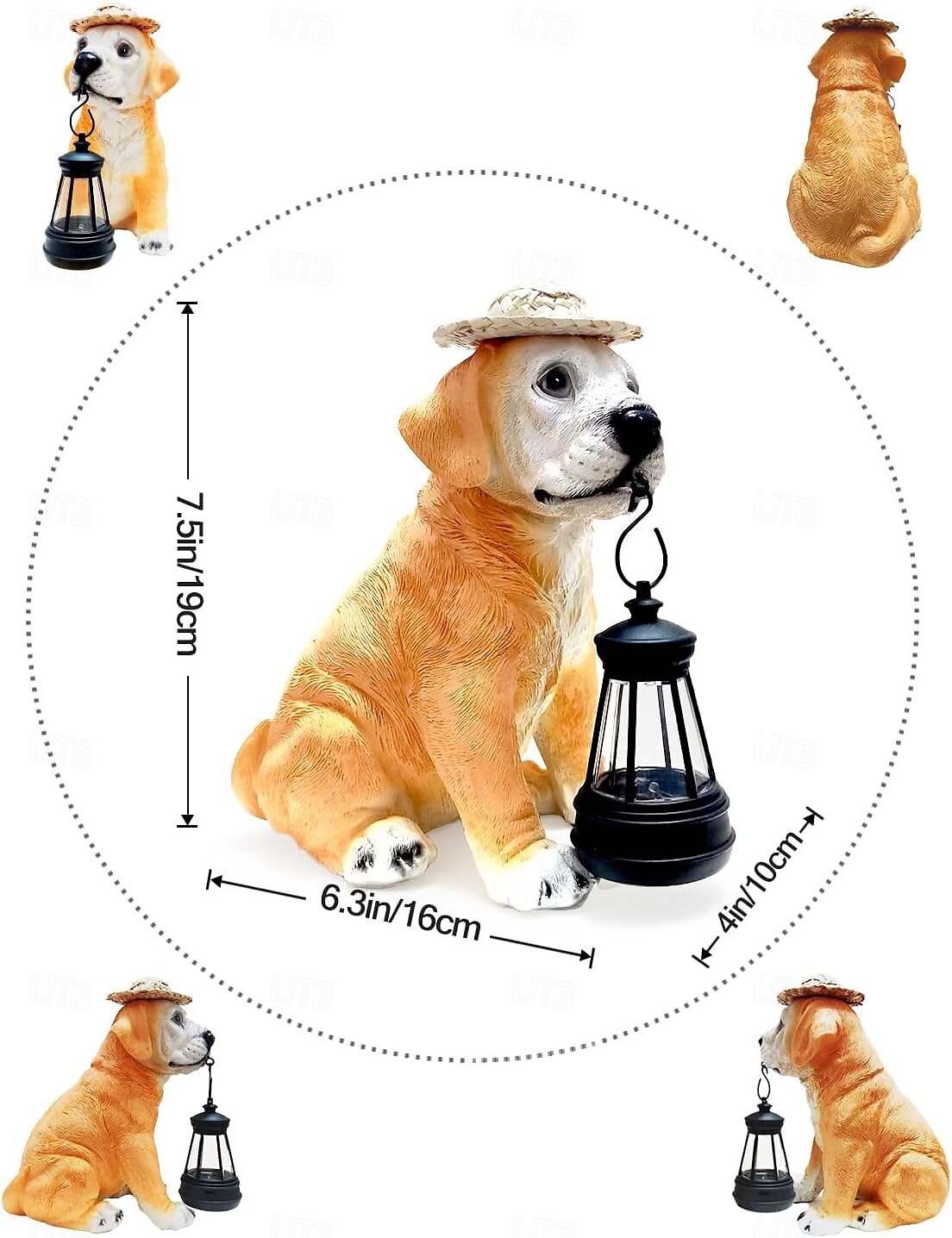 Solar-Powered Dog Statue Light with Retro LED Lantern - Outdoor Garden Decor for Patio, Porch, Balcony, Holiday Decoration 2025 - $42.99 –P1